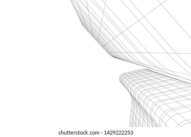 Abstract modern architecture building 3d