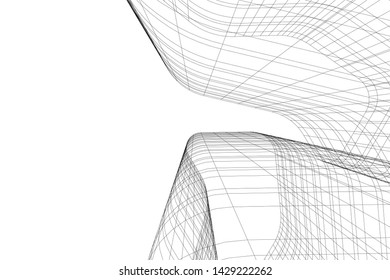Abstract modern architecture building 3d