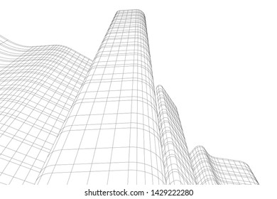 Abstract modern architecture building 3d