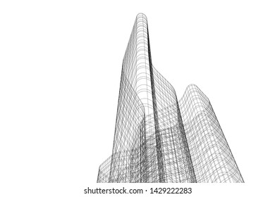 Abstract modern architecture building 3d