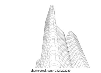 Abstract modern architecture building 3d