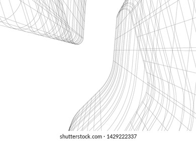 Abstract modern architecture building 3d