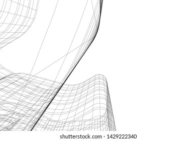 Abstract modern architecture building 3d
