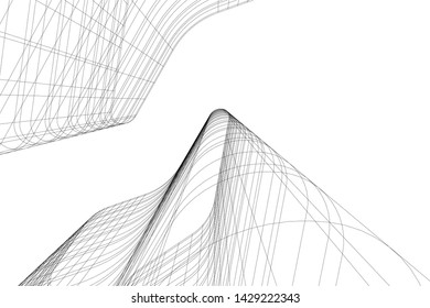 Abstract modern architecture building 3d