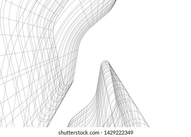 Abstract modern architecture building 3d