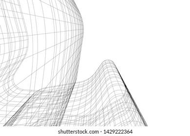 Abstract modern architecture building 3d