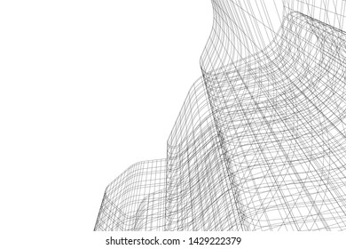 Abstract modern architecture building 3d