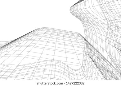 Abstract modern architecture building 3d