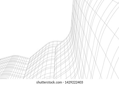 Abstract modern architecture building 3d