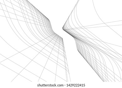 Abstract modern architecture building 3d