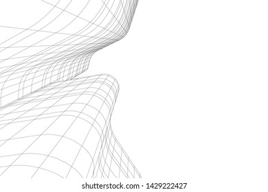 Abstract modern architecture building 3d