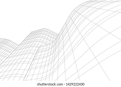 Abstract modern architecture building 3d