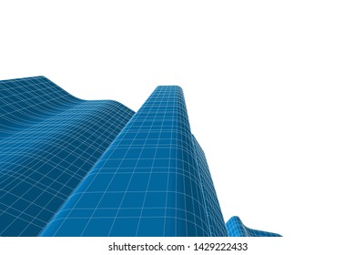 Abstract modern architecture building 3d