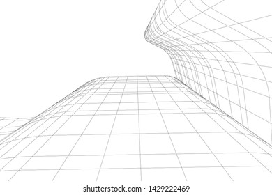 Abstract modern architecture building 3d