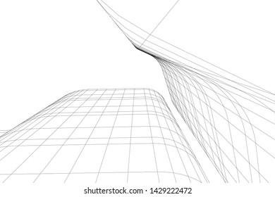 Abstract modern architecture building 3d