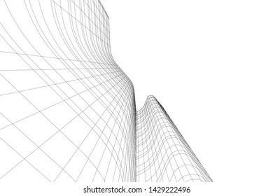 Abstract modern architecture building 3d