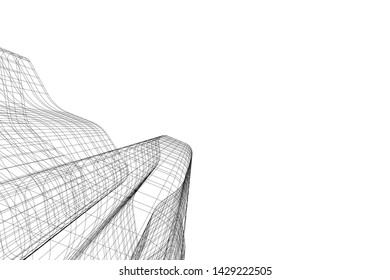Abstract modern architecture building 3d