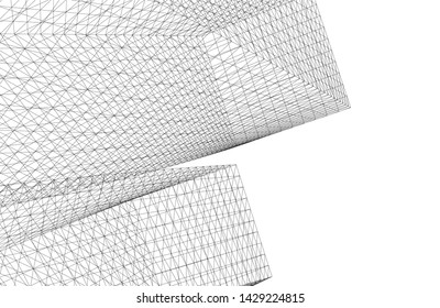 Abstract modern architecture building 3d
