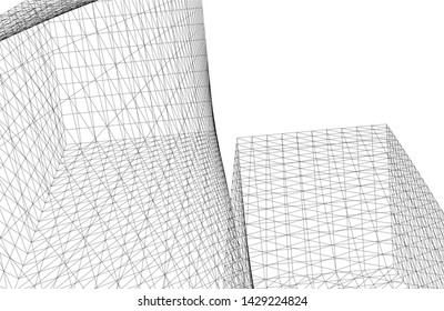 Abstract modern architecture building 3d