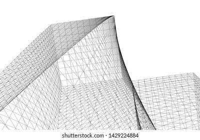 Abstract modern architecture building 3d