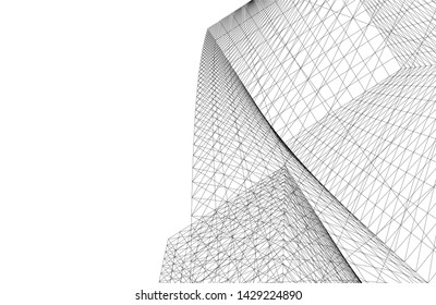 Abstract modern architecture building 3d