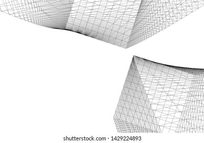 Abstract modern architecture building 3d