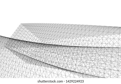 Abstract modern architecture building 3d