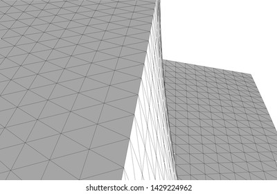 Abstract modern architecture building 3d