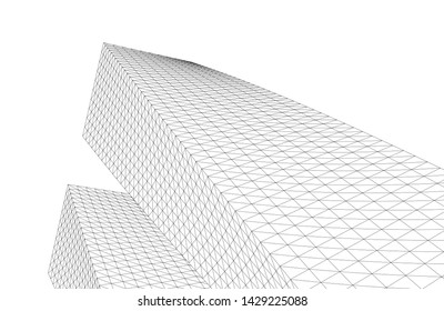 Abstract modern architecture building 3d