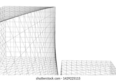 Abstract modern architecture building 3d