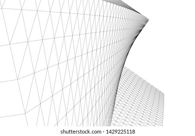 Abstract modern architecture building 3d