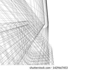 Abstract modern architecture building 3d