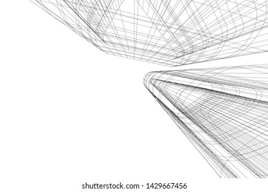 Abstract modern architecture building 3d