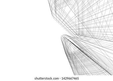 Abstract modern architecture building 3d