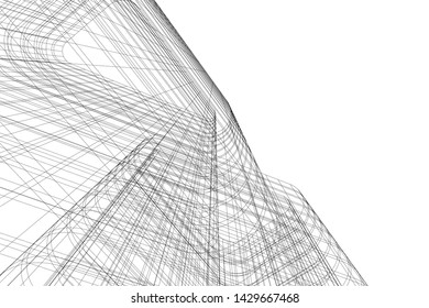 Abstract modern architecture building 3d