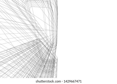 Abstract modern architecture building 3d