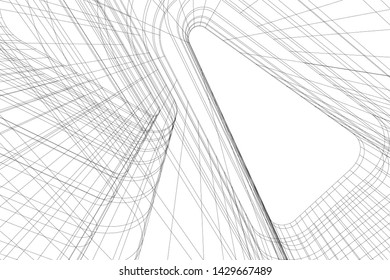 Abstract modern architecture building 3d