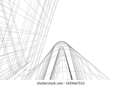 Abstract modern architecture building 3d