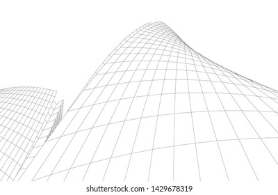 Abstract modern architecture building 3d