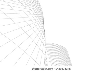 Abstract modern architecture building 3d