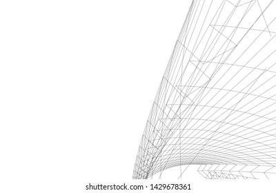 Abstract modern architecture building 3d