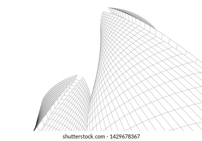 Abstract modern architecture building 3d