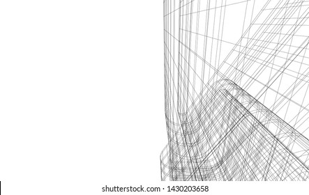 Abstract modern architecture building 3d