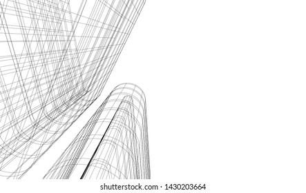 Abstract modern architecture building 3d