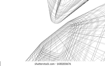 Abstract modern architecture building 3d