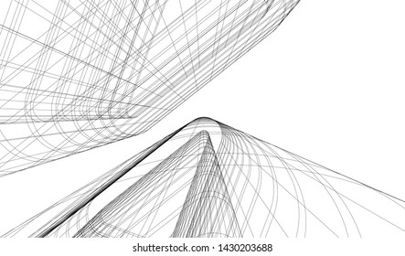 Abstract modern architecture building 3d