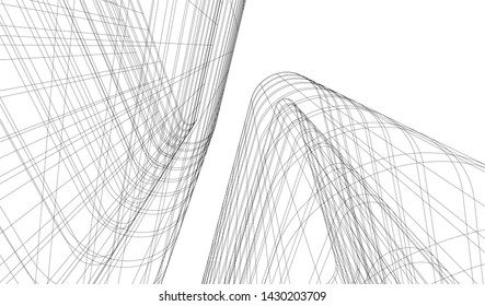 Abstract modern architecture building 3d