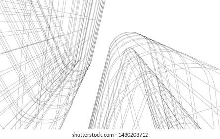 Abstract modern architecture building 3d