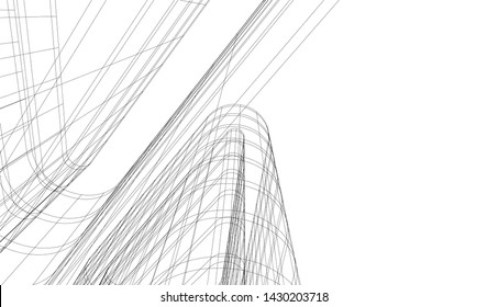 Abstract modern architecture building 3d