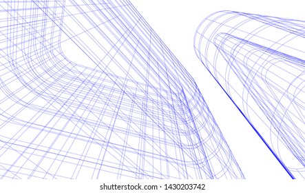 Abstract modern architecture building 3d